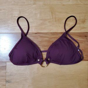 NWOT J.Crew Gold Ring Purple Maroon Bikini Top, Lightly Padded, Size S
